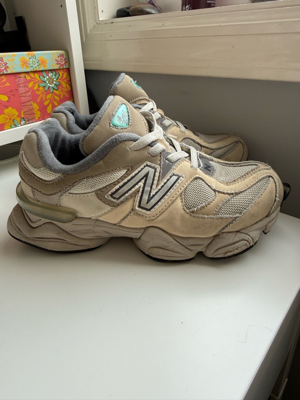 New Balance 9060 Kids Beige Athletic Sneakers